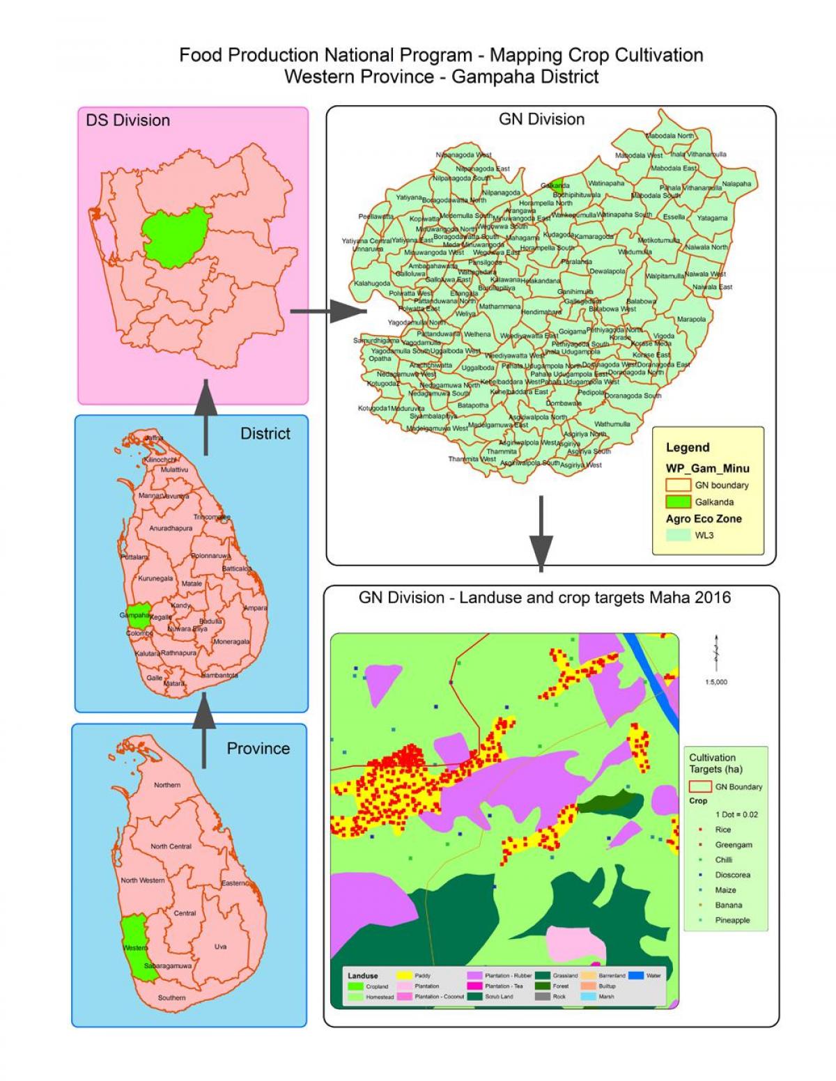 karta N. sekcja mapie Sri Lanki