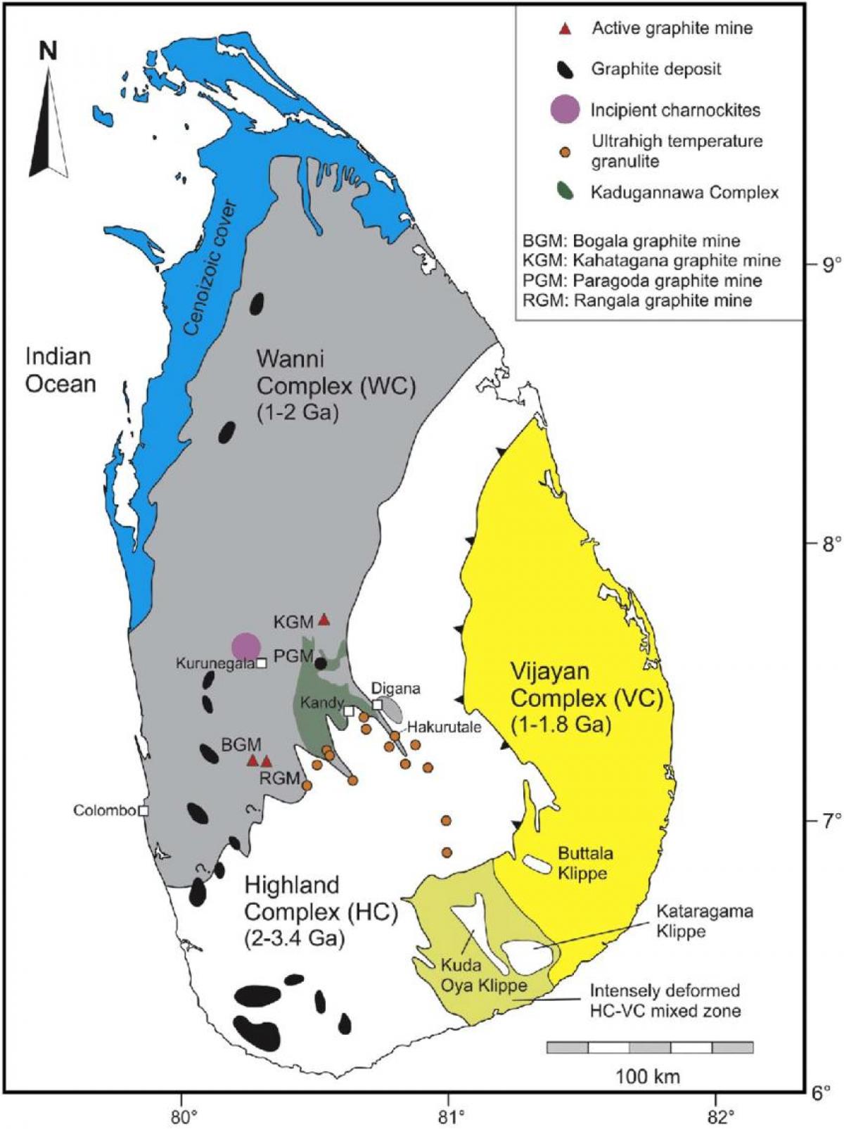 mapa kopalin w Sri Lance