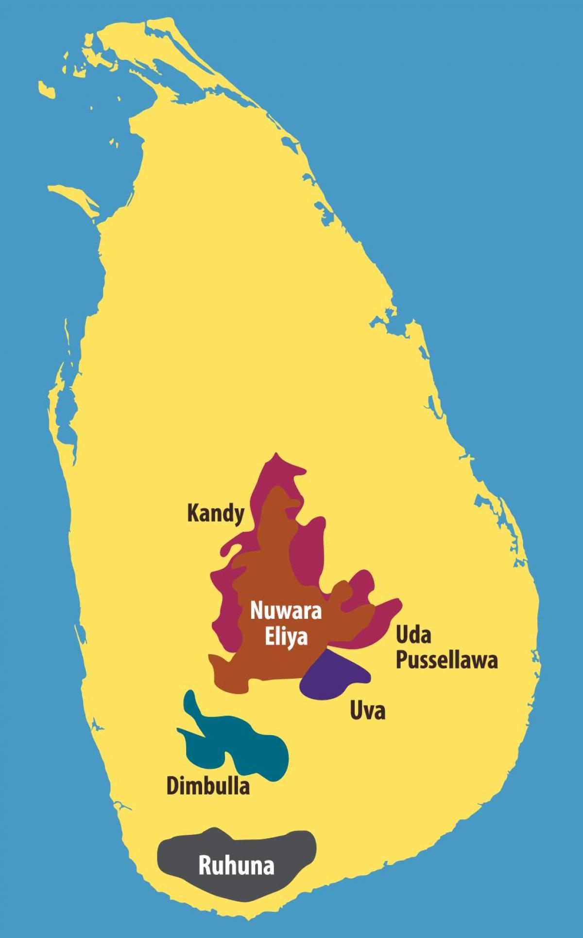 plantacje herbaty mapie Sri Lanki 