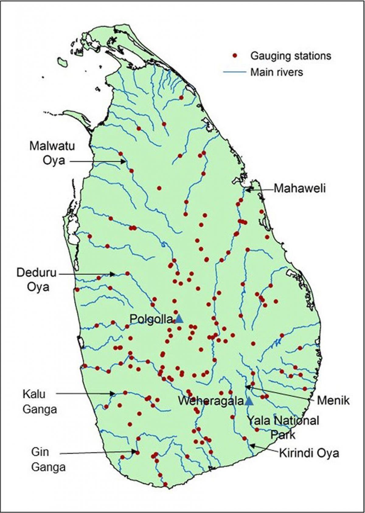 rzekę mapie Sri Lanki