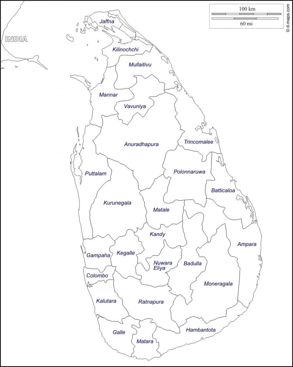 Sri Lanka mapa rysunku