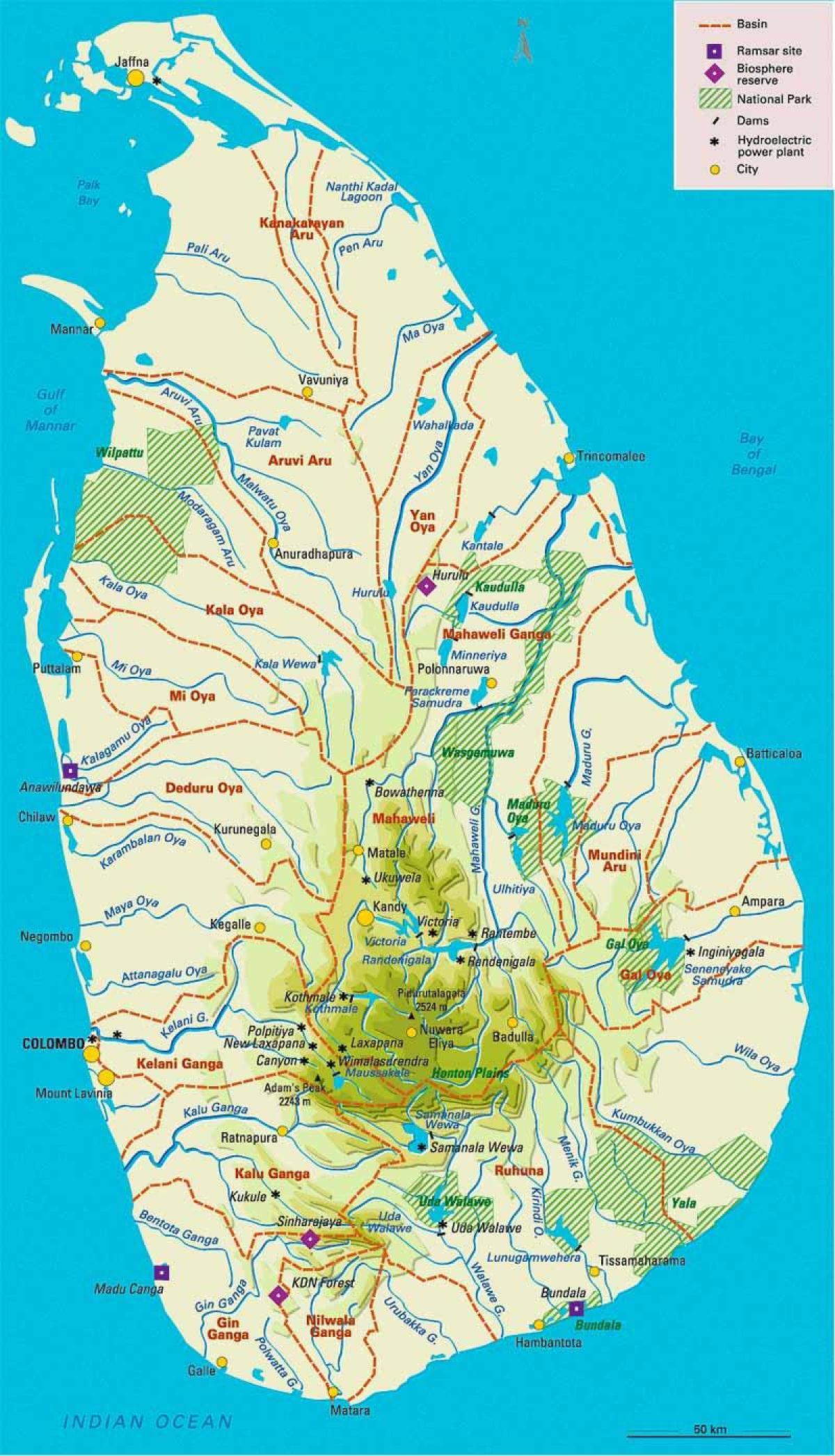 mapa Sri Lanka geografia