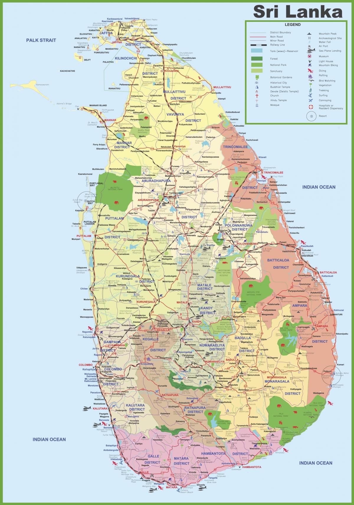 mapa miejscowości Sri Lanki 