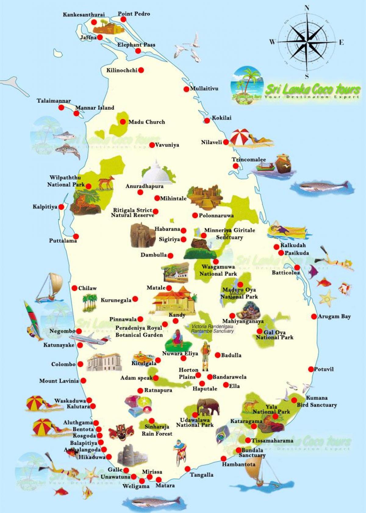 mapa Unawatuna, Sri Lanka