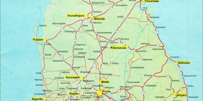 Odległość drogową mapę Sri Lanki