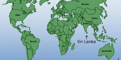 Mapa świata pokazująca Sri Lanka