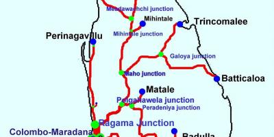 Pociągi w Sri Lance mapie