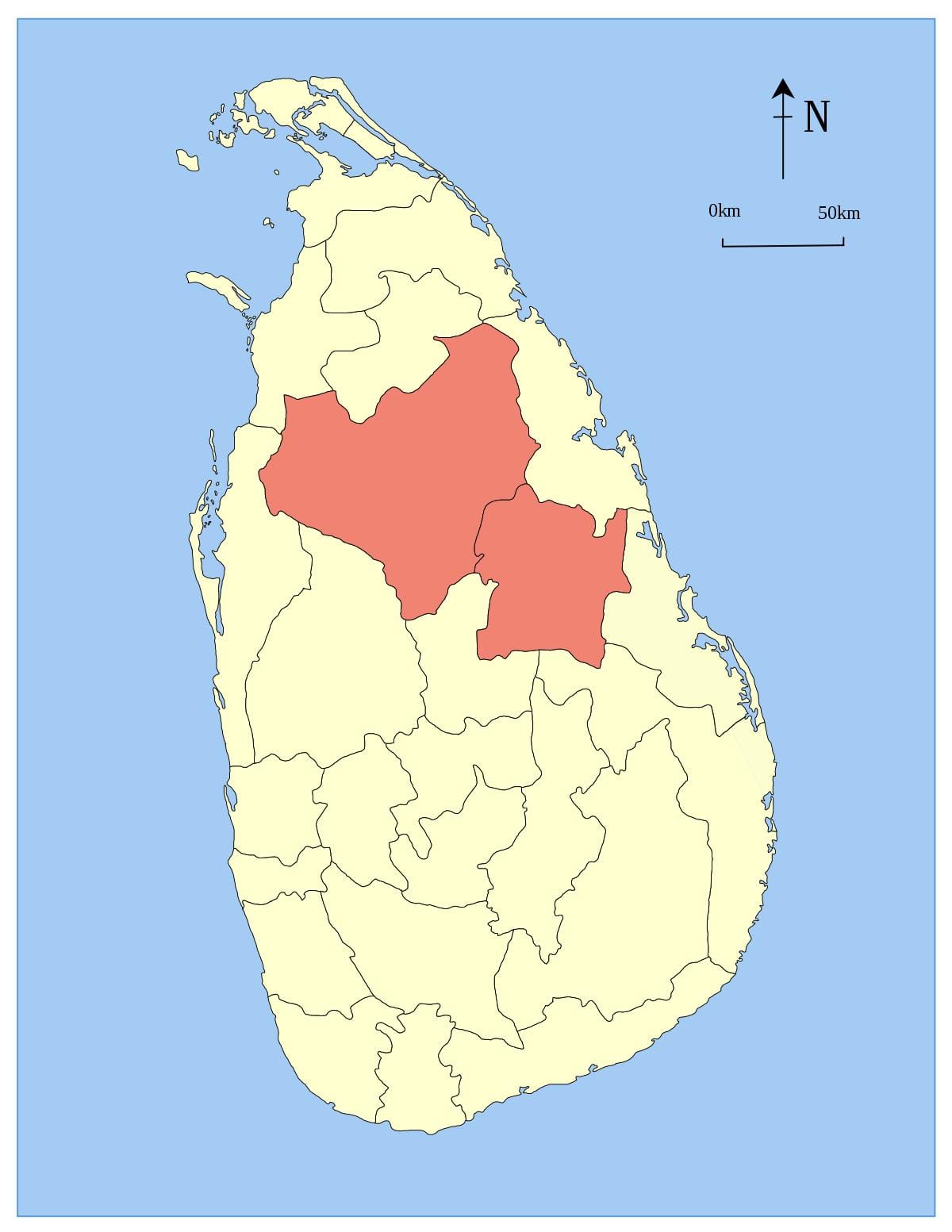 centralnej prowincji Sri Lanki na mapie