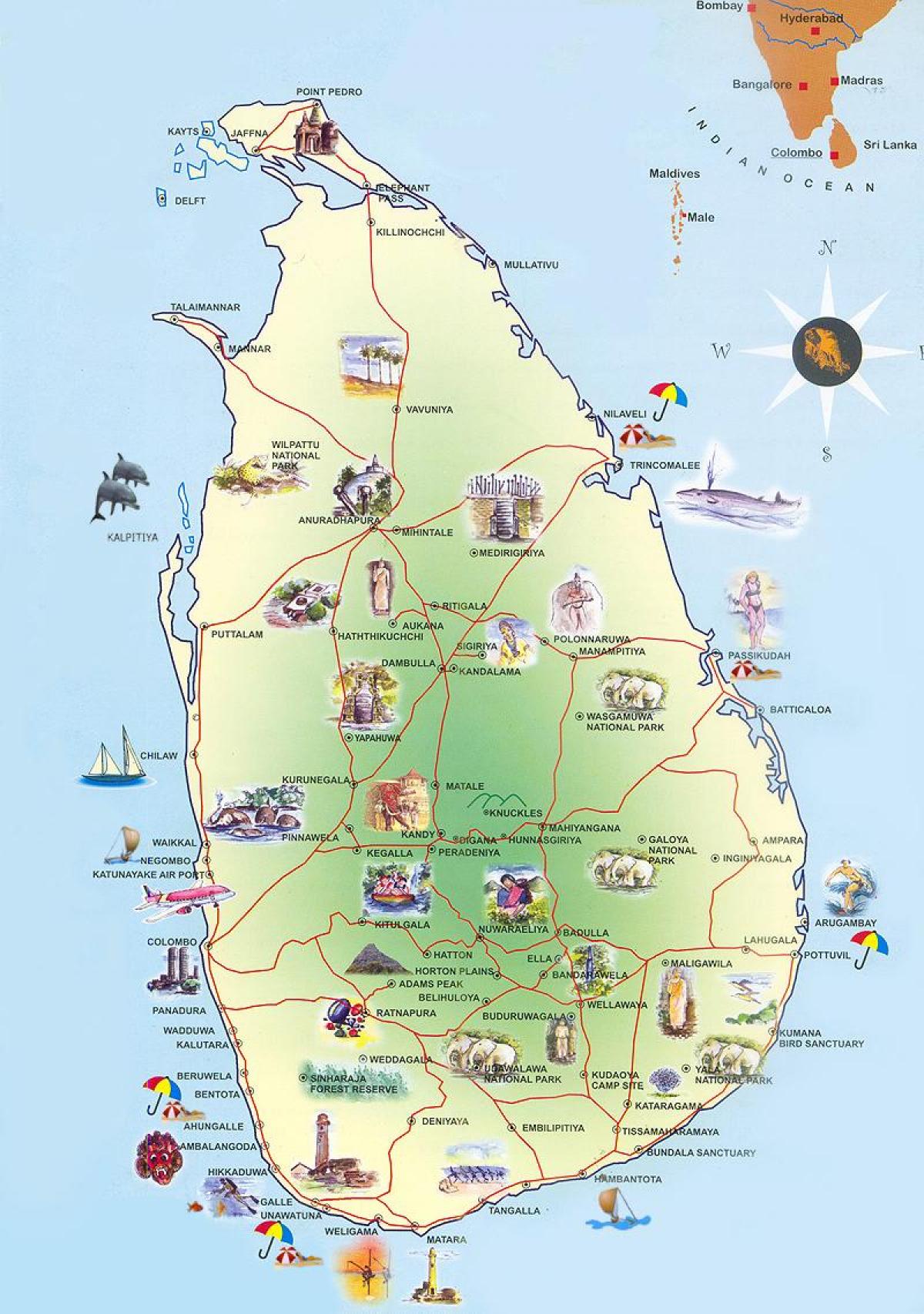 atrakcje Sri Lanki na mapie