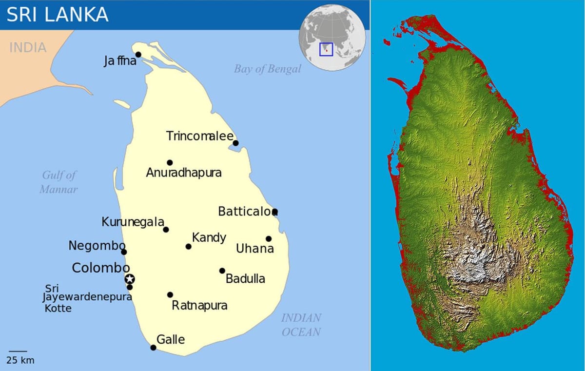 mapa Sri Lanki topograficzna
