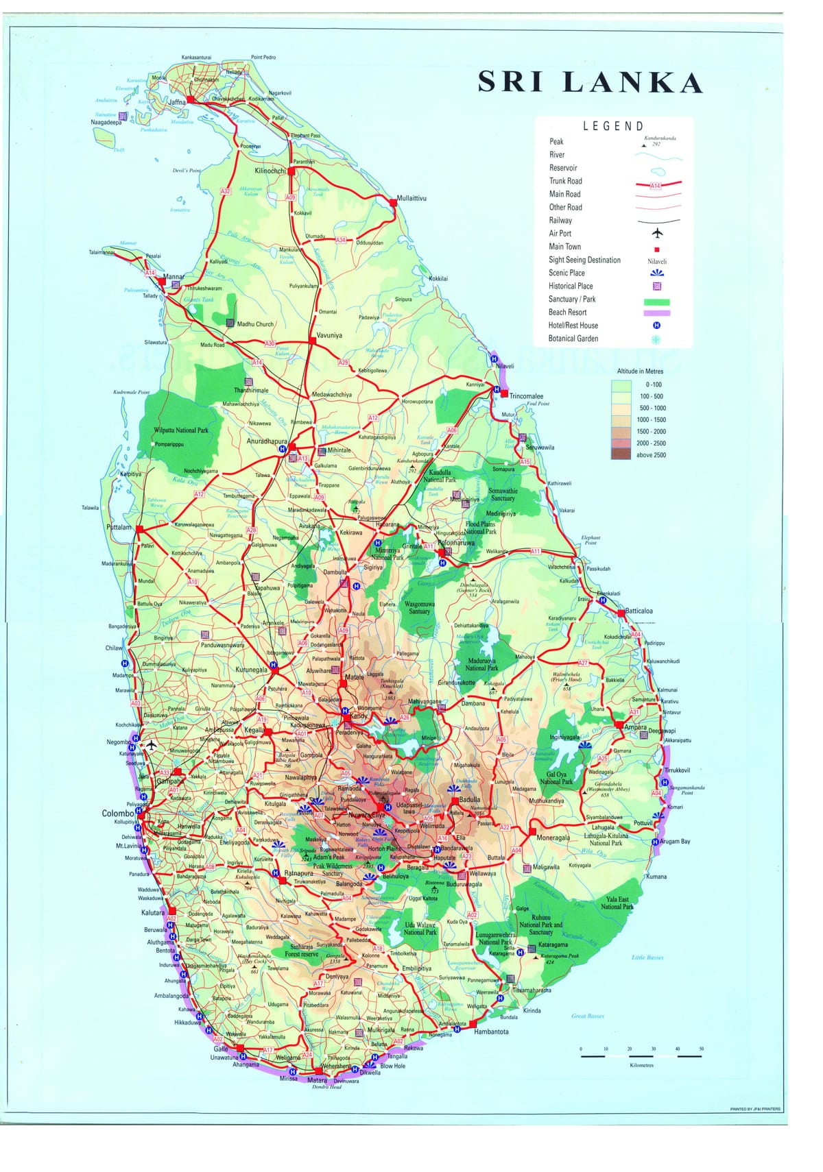 mapa Sri Lanki transportu
