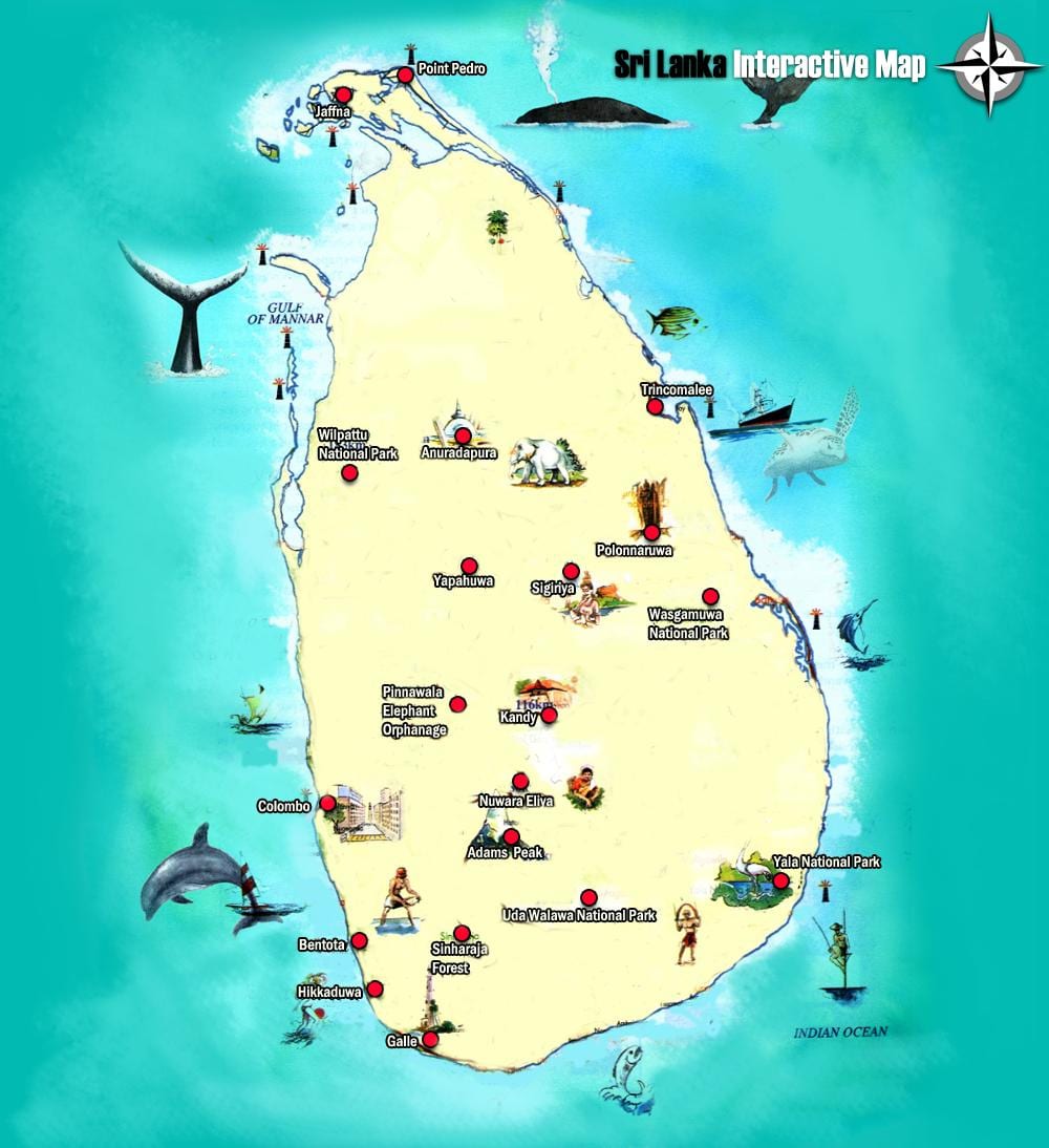Adam szczyt mapie Sri Lanki