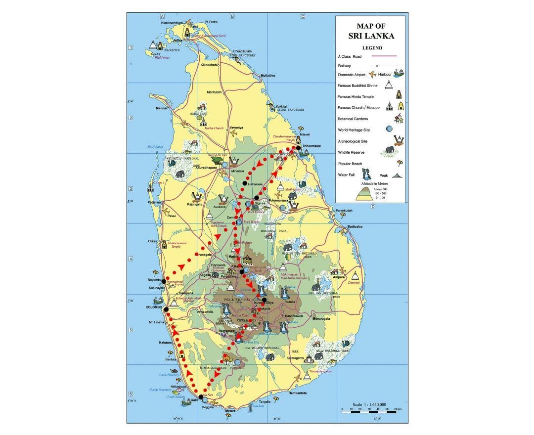 mapa znaków w Sri Lance