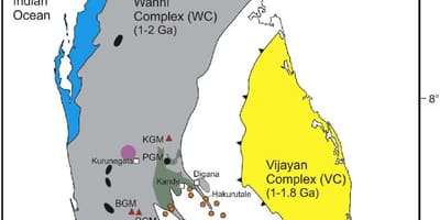 Mapa kopalin w Sri Lance