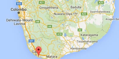  mapa południowo-zachodniej części Sri Lanki