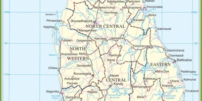 Mapa Sri Lanki politycznych