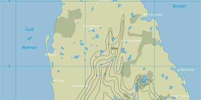Mapa kontur mapie Sri Lanki