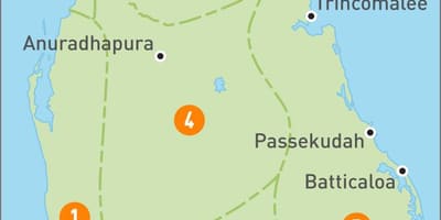 Mapa Sri Lanki regionów