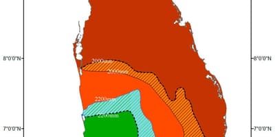 Regiony Sri Lanki klimat na mapie