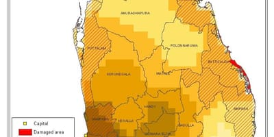 Mapa Sri Lanki gęstość zaludnienia 