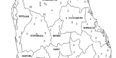 Mapa Sri Lanki na mapie czarny i biały