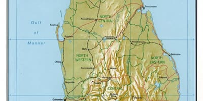Mapa Sri Lanki z drogami kilometrów