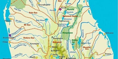 Mapa Sri Lanka geografia