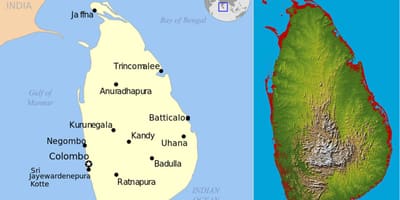 Mapa Sri Lanki topograficzna
