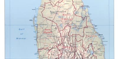 Mapa Sri Lanki z miastami