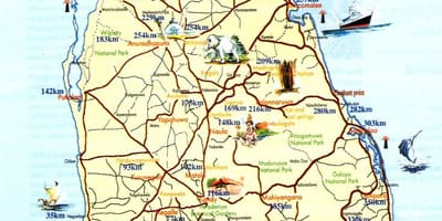 Mapa Sri Lanka plażowe kurorty