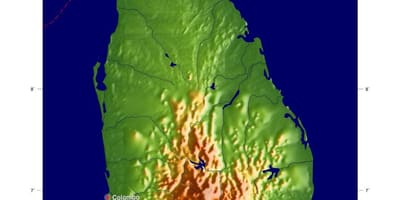 Mapa Sri Lanki wysokości