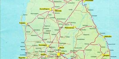 Sri Lanka autostrady drogowa mapa